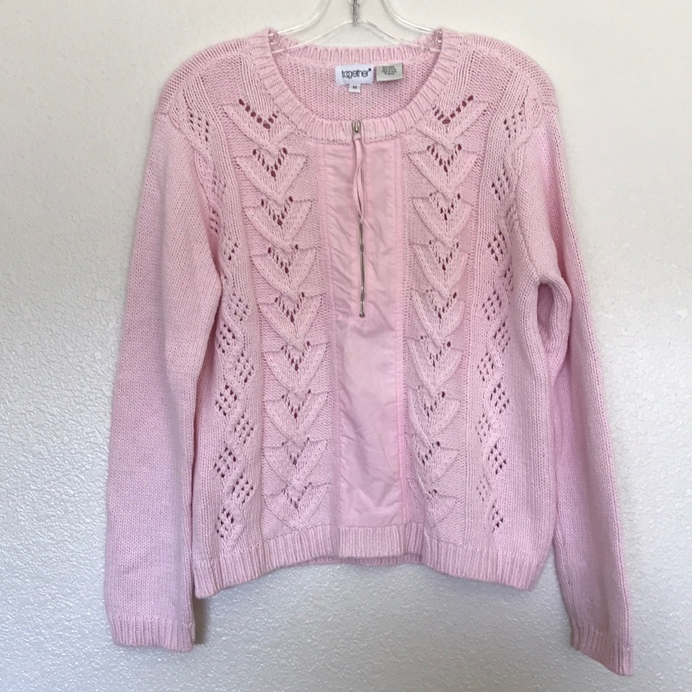 Crochet-like pullover sweater